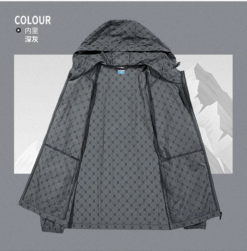 Men's Lightweight Summer Cycling Jacket - UV Protection Windbreaker for Mountain Hiking, Fishing, and Casual Sports with Quick Drying Hooded Design