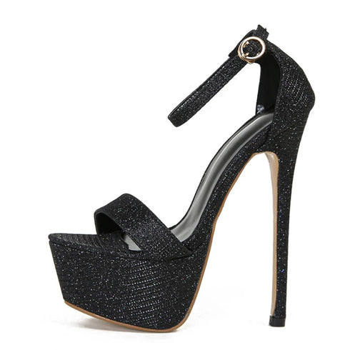 Glamorous Sequined Platform Sandals for Women - Sexy Open Toe Party Heels