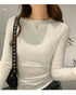 Slim Fit Long Sleeve O Neck T Shirt for Women Casual Streetwear Tops