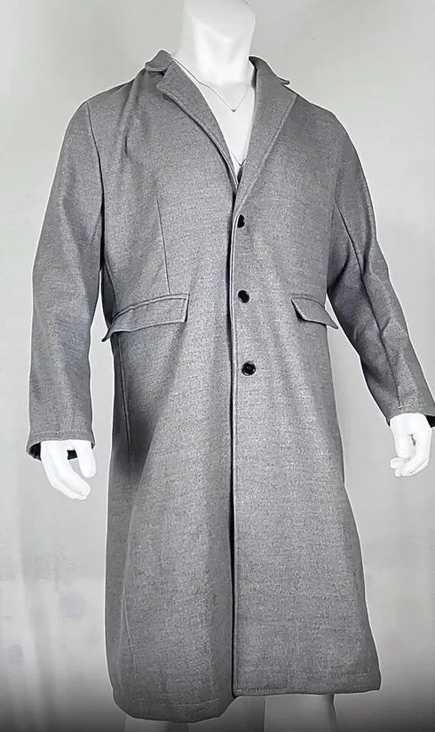 Chic Unisex Long Wool Coat for Autumn: Elegant Double-Breasted Windbreaker Jacket Perfect for Casual Daily Wear and All-Match Style