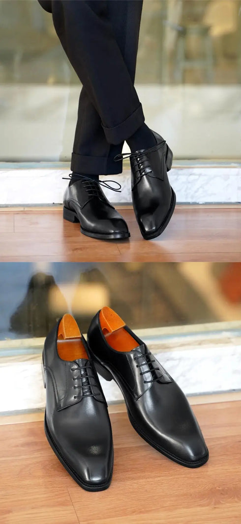 Elegant Plus Size Men's Formal Oxfords - Classic Lace-Up Leather Shoes for Weddings, Office, and Business Casual Events