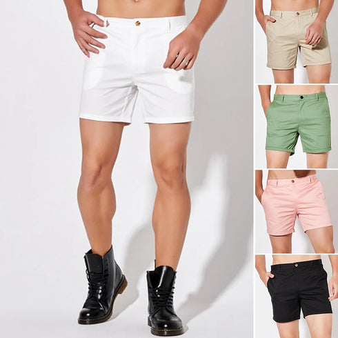 Man Shorts Summer Cotton Middle Waist Male Elastic Waist Casual Business Shorts
