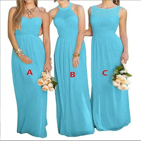 A-Line Chiffon Bridesmaid Dresses Elegant Floor-Length Sleeveless Gown For Wedding Party Occasion