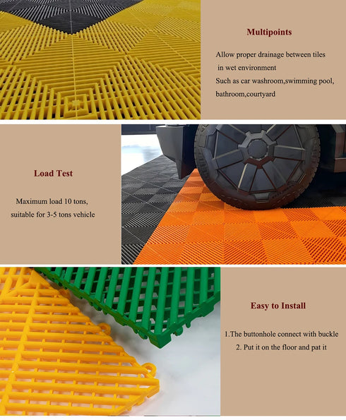 Plastic Interlocking Garage Flooring Tiles for Drainage Solution