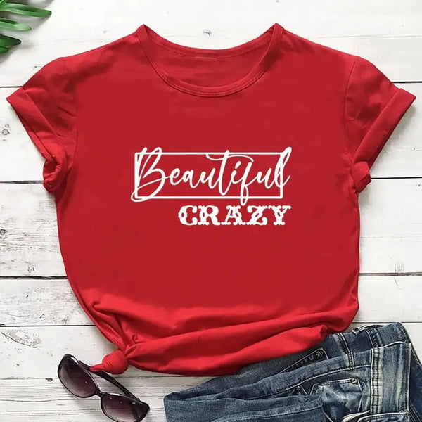 Funny Summer Casual Women TShirt Beautiful Crazy Print Short Sleeve Top Weekend Holiday Tee