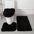 3 Piece Solid Color Bathroom Carpet Set Non-Slip Toilet Lid Cover Rugs Kit