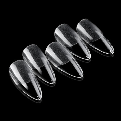 120Pcs Clear Frosted Stiletto, Almond, and Square Fake Nails - Full Coverage Gel X Coffin Manicure Tips for Stunning Autumn Nails