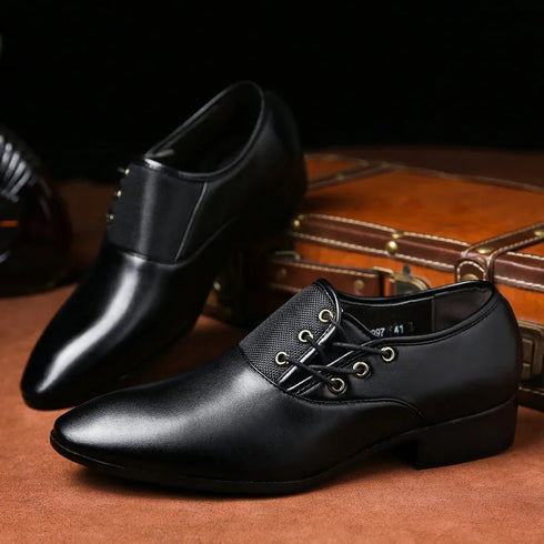 Classic Point Toe Men’s Dress Shoes for Business and Formal Occasions – Stylish Lace-Up Brogue Casual Footwear for Every Man's Wardrobe