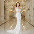 Elegant Mermaid Wedding Dress with Lace and Pearls Backless Design