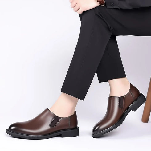 Stylish Men's Oxford Dress Shoes for Business, Weddings, and Office Wear - Elegant Genuine Leather Slip-On Loafers for Casual Occasions