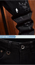 Retro Ripped Black Stretch Jeans Men's Casual Comfort Pants