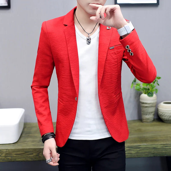 Men's Elegant British Style Blazer - Slim Fit Smart Casual Jacket for Business, Shopping, and Party Events