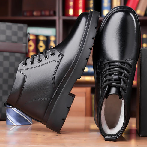 Handmade Mens Ankle Boots Casual Leather Shoes for Winter Outdoor Use