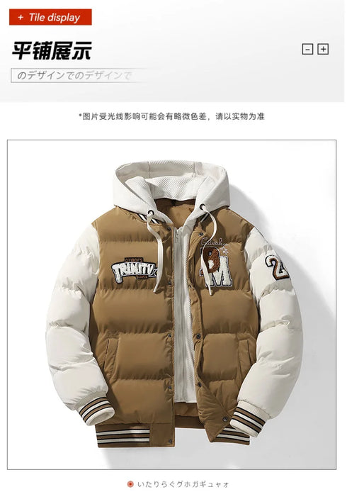 Detachable Liner Hooded Cotton-Padded Jacket for Men in Winter - Stylish Casual Outerwear for Couples, Available in L-XXXL Sizes