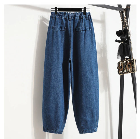 Women Casual Jeans Korean Style Streetwear Loose High Waist Denim Pants