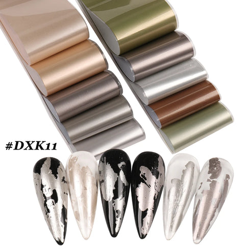 Elegant Chinese Character Nail Art Foils - 10pcs Crane, Bamboo, Gold Fish, and Flower Slider Stickers for Stunning Gel Polish Nail Decoration, Marble Nail Designs, BEDXK12