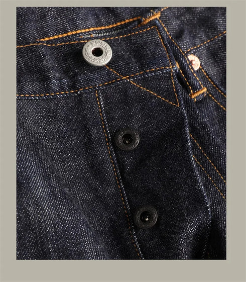 Slim Straight Button Fly Denim Jeans for Men - Heritage Style Selvedge Pants Perfect for Casual Wear and Stylish Medium Wash Jeans Outfit