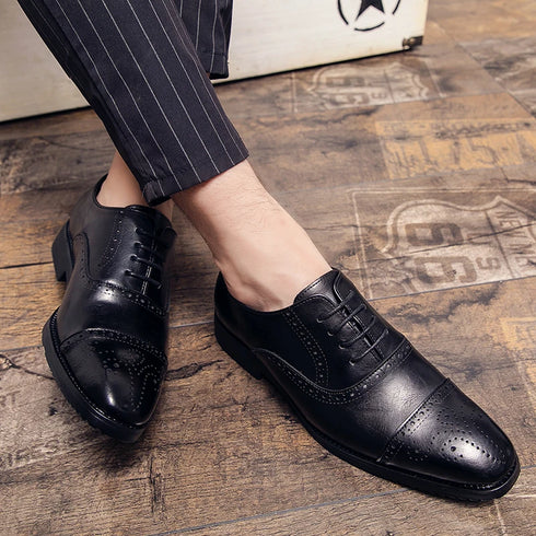 Luxury Handmade Men's Brogue Oxfords - Big Size 47 Leather Dress Shoes for Weddings, Parties, and Business Casual Occasions