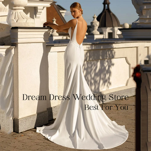 Mermaid Beading Wedding Dress Backless V Neck Spaghetti Straps Floor Length Gown With Shawl