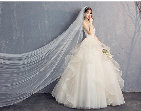 Custom Wedding Dress Lace Up Back Floor Length Gown Built In Bra Floral Print Draped Organza Plus Size Bridal Gown