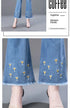 Casual Flared Jeans for Women - Spring Summer Korean Fashion with Embroidery and Elastic Waist - Perfect Outfit Ideas for Streetwear and Fall Jeans Outfits
