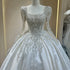Luxurious Bridal Gown with Sparkling Embellishments Lace Embroidery and Long Train Wedding Dress