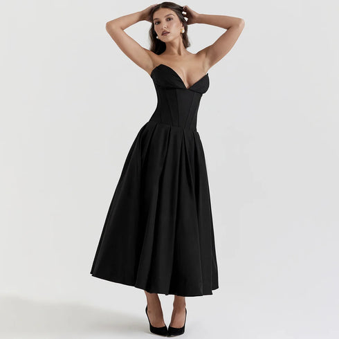 Suninheart Summer Strapless Fit and Flare Party Dress