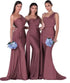 Mermaid Satin Corset Bridesmaid Dress for Wedding Party Gown with Ruched Detailing and Floor Length