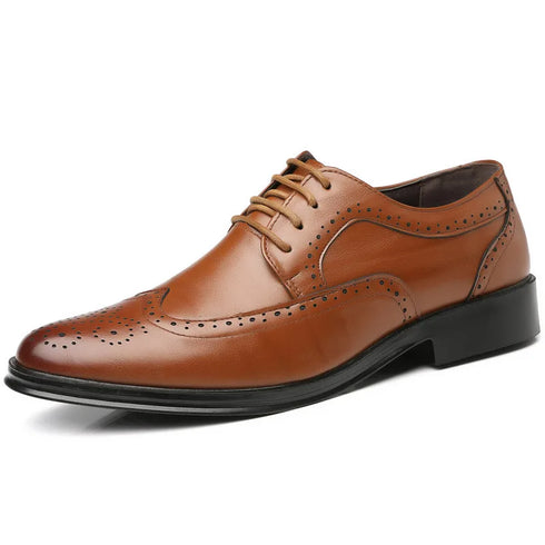 Classic Handcrafted Men's Leather Brogue Oxford Dress Shoes