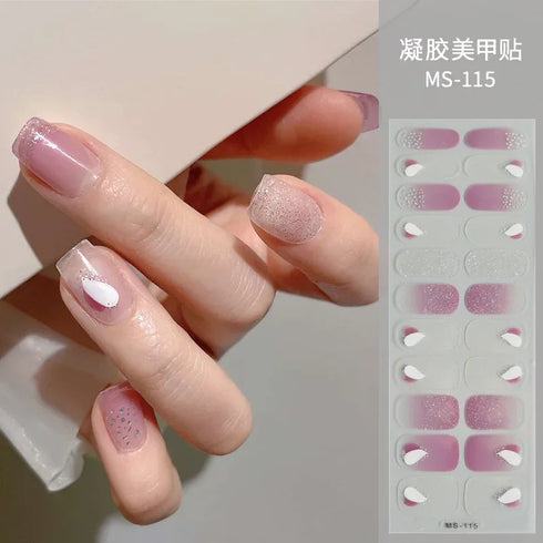 Waterproof Long Lasting Gel Nail Art Stickers for Stunning Full Cover Manicures - 9 Piece Set of Baking-Free Solid Color Decals