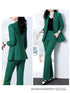 Elegant Women's Blazer Coat and Trousers Suit Set - Stylish Casual Outfit for Office and Autumn Wear with Flare Pants and Slim Fit Design
