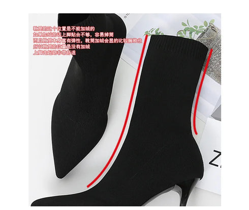 Sexy Sock Boots Knitting Stretch High Heels for Women Fashion Shoes Ankle Boots
