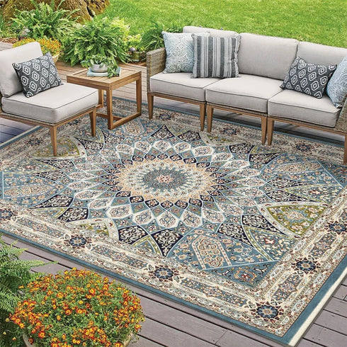Retro Persian Carpet Large Area Outdoor Balcony Mat for Living Room and Bedroom Decor
