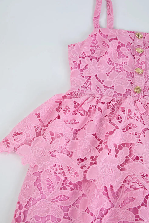 Embroidery Lace Long Cake Dress for Women Evening and Birthday Parties