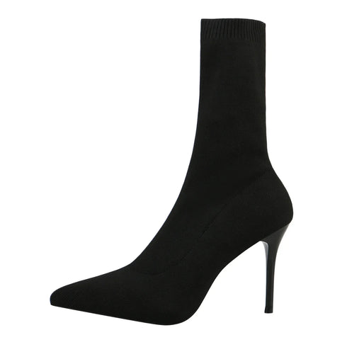 Sexy Sock Boots Knitting Stretch High Heels for Women Fashion Shoes Ankle Boots