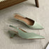 Elegant Pointed Toe Slingback Sandals Low Heel Mules