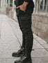 Men's Fashion Elastic Slim Fit Cargo Denim Pants Multi Pockets Casual Skinny Trousers