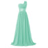 Bridesmaid Dress A Line Chiffon One Shoulder Pleated Back Lace Up Floor Length Wedding Dress
