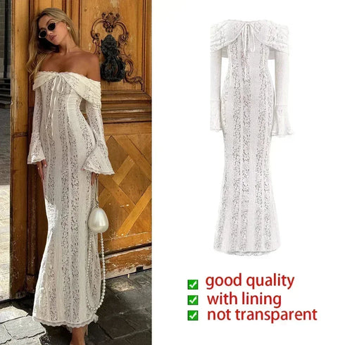 Suninheart White Off The Shoulder Bodycon Dress Wedding Guest Dress for Women