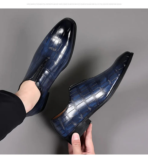 Comfortable Breathable Business Men's Loafers - Classic Low-Cut PU Leather Oxfords with Square Toe for Casual and Formal Occasions