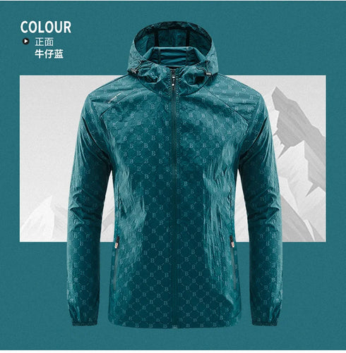 Men's Lightweight Summer Cycling Jacket - UV Protection Windbreaker for Mountain Hiking, Fishing, and Casual Sports with Quick Drying Hooded Design