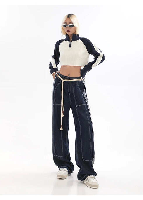 Womens Baggy Denim Jeans - High Waist Straight Leg Streetwear Trousers for Effortless Fall Outfits with Jeans, Perfect for Any Season