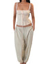Kawaii Y2K Crop Tops with Ribbons and Lace Trim - Vintage Women's Slim Fit Camisole and Button Up Tank Top for Cute Summer Outfits