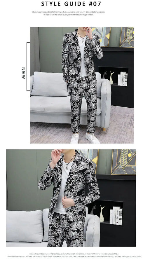 Men's Shiny 2-Piece Suit Set for Weddings - Smart Casual Style with Jacket and Pants