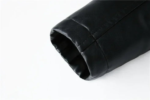 Stylish Men's Motorcycle Slim Fleece Leather Jacket for Spring and Autumn Outdoor Biking Fashion