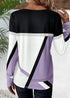 Casual Women's Geometric Print Long Sleeve T-Shirt Loose Fit O-Neck Tee