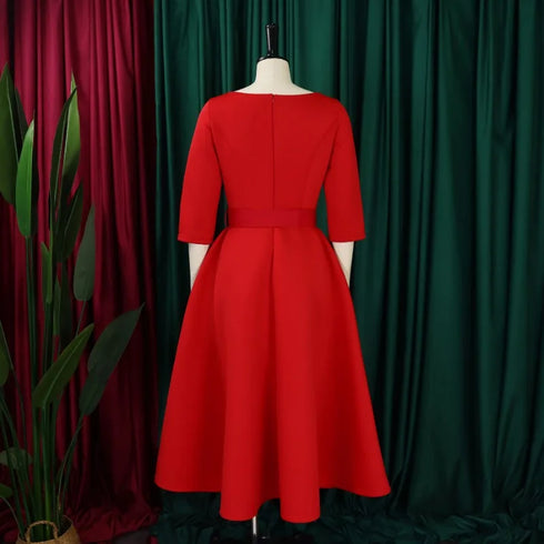 Elegant Women Party Dresses A Line with Waist Belt for Classy Office and Wedding Guests