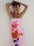 Floral Spaghetti Strap Bodycon Midi Dress for Women - Elegant Backless Gown