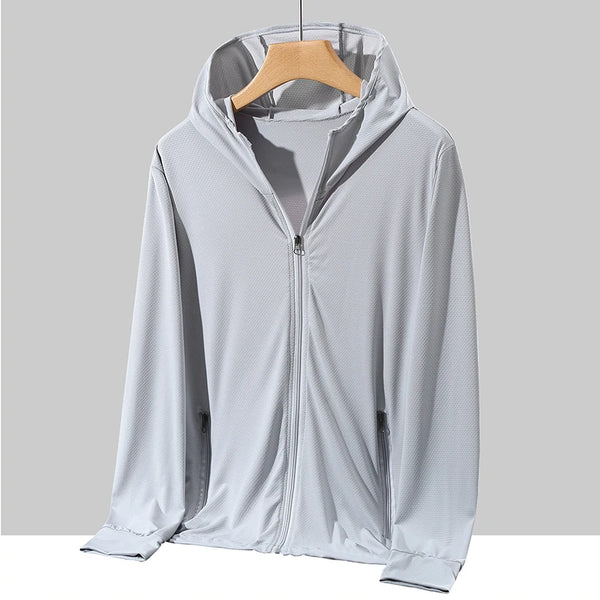 Plus Size Lightweight Summer Windbreaker Jacket for Men - Hooded, Quick-Drying, UPF 50 Sun Protection, Breathable Casual Coat for Outdoor Activities