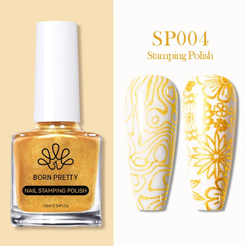 10ml Nail Stamping Polish for Stunning Metallic Mirror Effect - Gold, Silver, and Vibrant Colors for DIY Nail Art Designs
